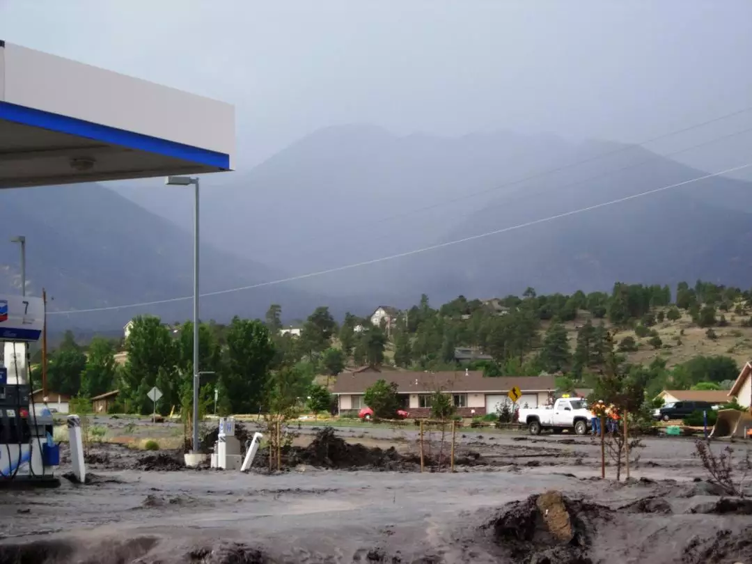 <p>Flood waters Flagstaff, Arizona summer 2010 after fire earlier that year. Note the black water.</p>